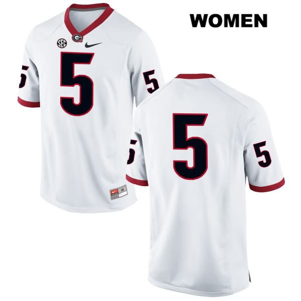 Georgia Bulldogs Women's Terry Godwin #5 NCAA No Name Authentic White Nike Stitched College Football Jersey SSI4356BB
